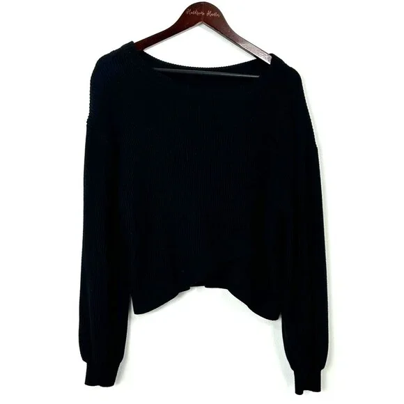 Lululemon Women Reversible Crossover Sweater Black Size 10 M/L Boxy Comfy 1401T3 - Picture 4 of 12